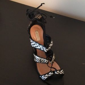 Schutz leather blocked heel.